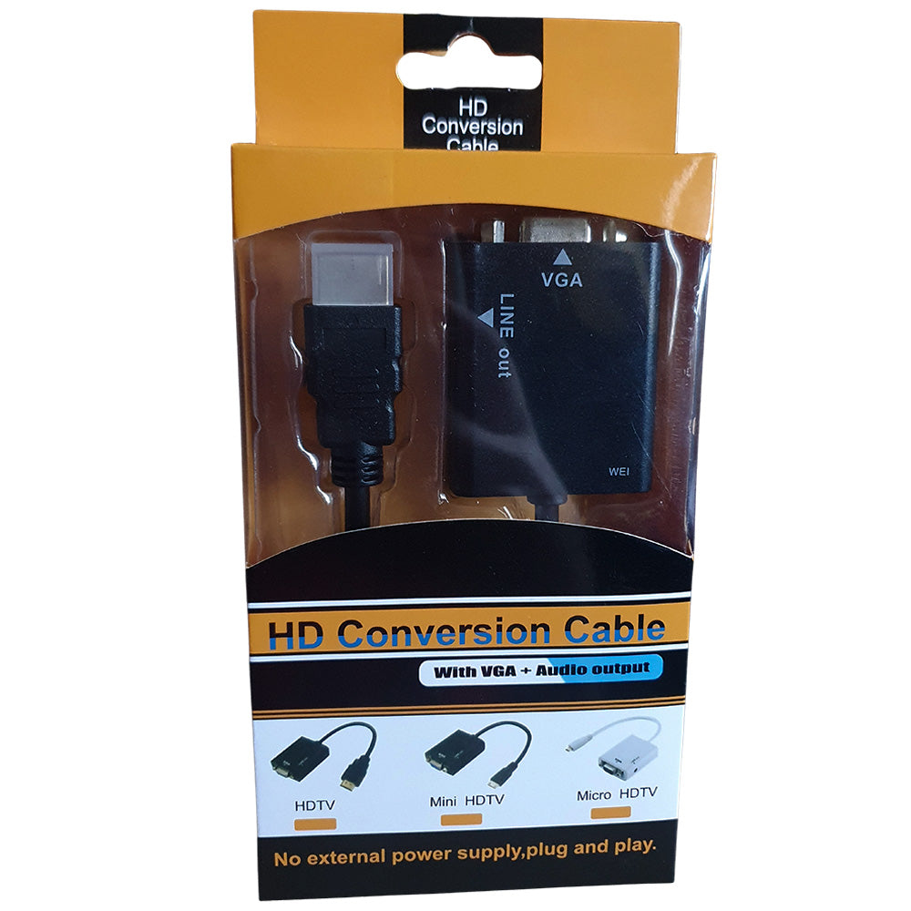Mini Adaptador Conversor HD HDMI Para VGA Com Saída de Aúdio - Preto